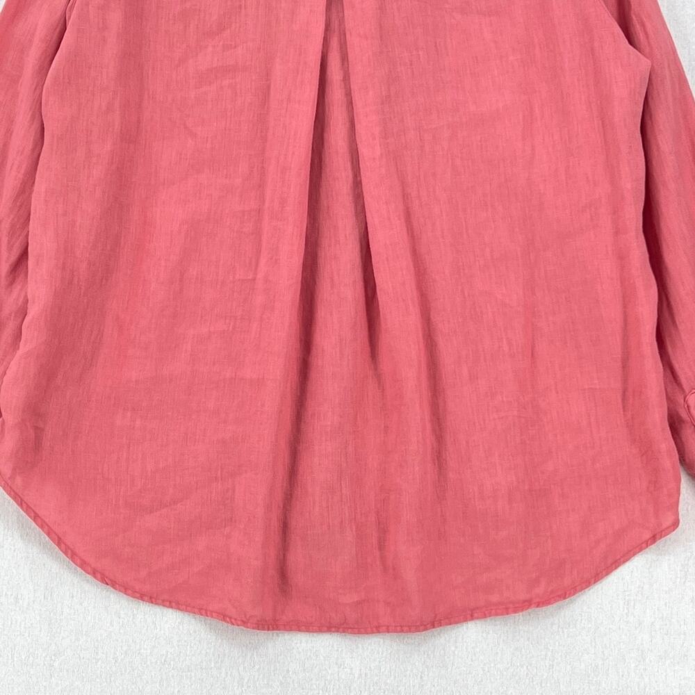 GRAYSON The Hero Button Up Shirt Womens Medium Coral Pink Linen Long Sleeve - Picture 7 of 12